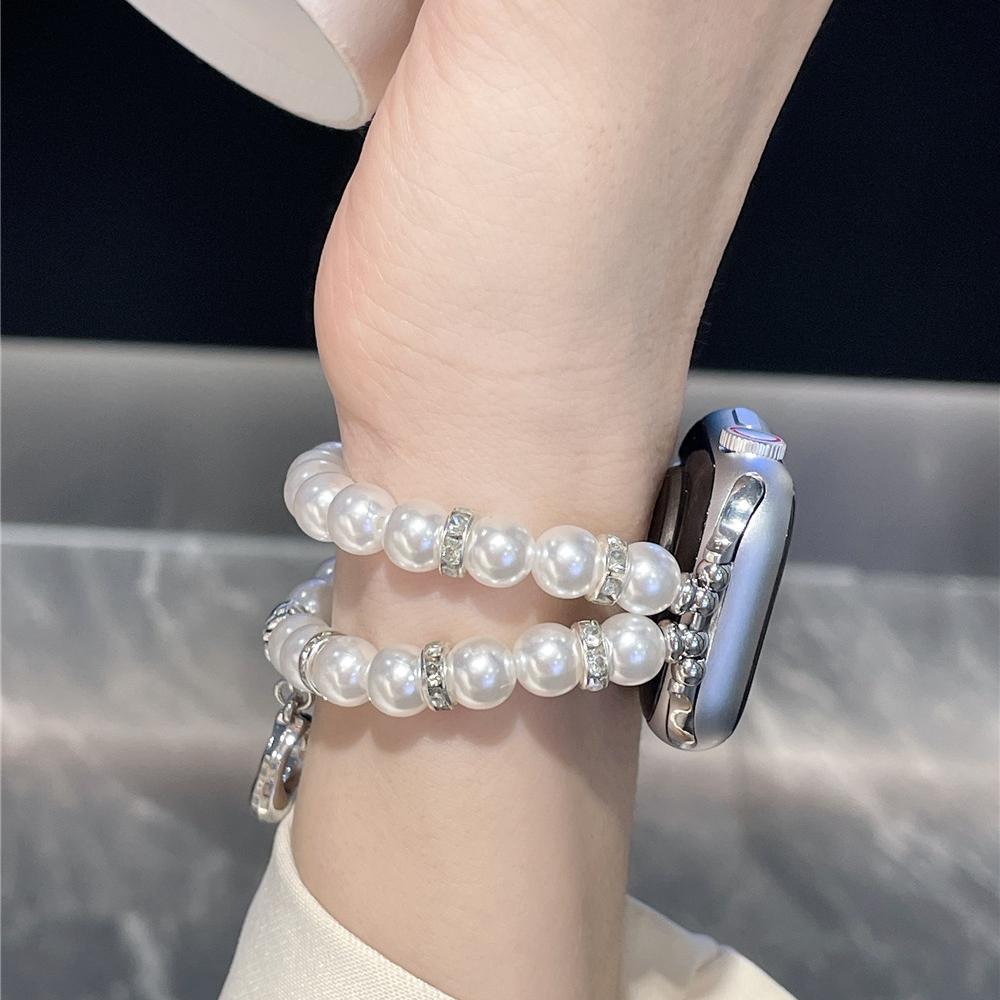 Luxury Pearl Band for Apple Watch Series Ultra 9 8 7 6 5 4 3 Se Watch Bracelet Pendant for IWatch Ultra/2 41 45mm 38mm 42mm 40mm 44mm 49mm Accessories