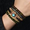New 12-piece turquoise wood beads beaded alloy accessories elastic line men's bracelet