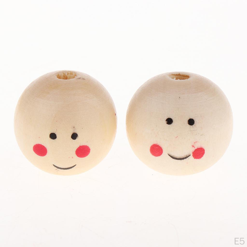 20 Pcs Wooden Beads Spacer Loose for Kids Bead Crafts