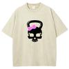 Colourful Old Washed Short-sleeved T-shirt Loose Skull Weird Bow Cute Street American Vintage Trend Leisure