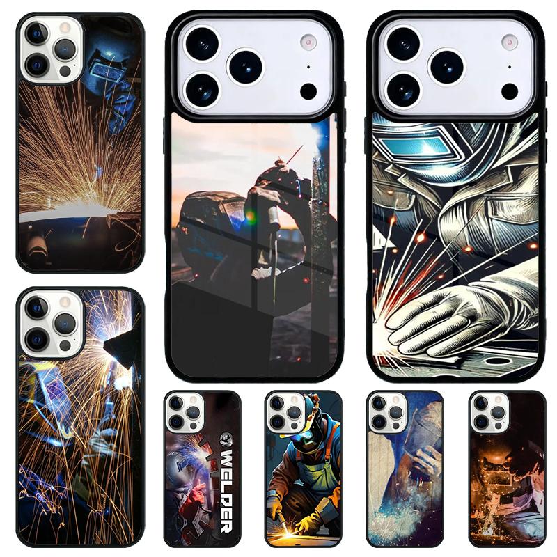 Cool Welder Welding Flames Phone Case for iPhone 17 Air 16 15 11 12 14 13 Pro Max Shockproof Cover
