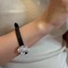 S925 Sterling Silver Korean Niche Big Flower Leather Bracelet - Retro Fashion Jewelry