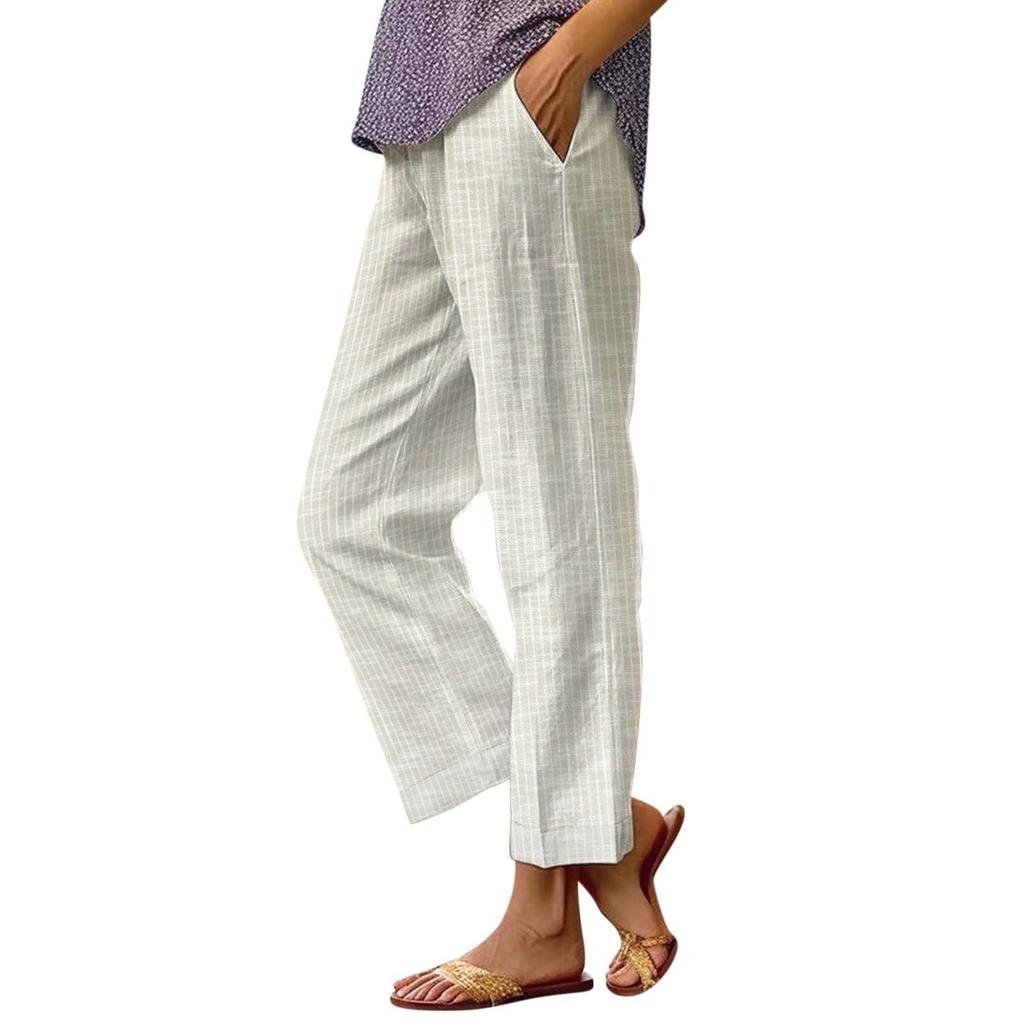 New Cotton and Linen Women's Loose-fitting Trousers, Fashionable Straight-leg Casual Pants