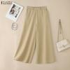 ZANZEA Women Casual Elastic Waist Loose Wide Leg Pants