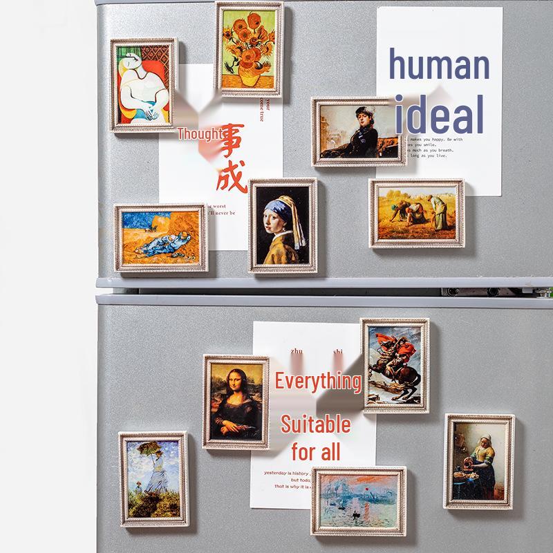 Dreidimensionaler Van Gogh Harz Kühlschrankmagnet Fotorahmen mit Ölgemälde-Design