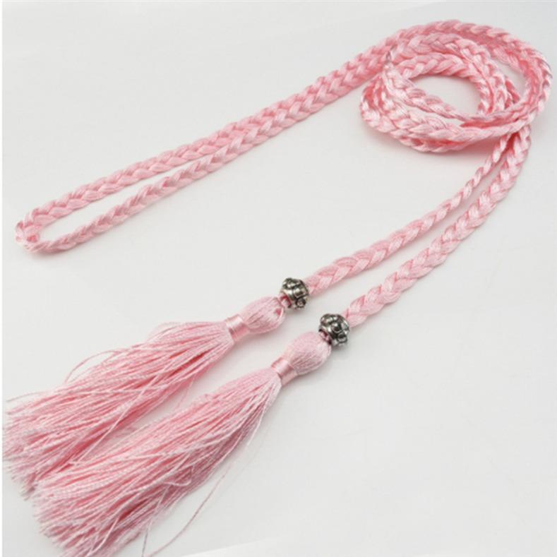 Accesorios de vestir de ropa de estilo nacional, cinturón trenzado, borla, cadena de cintura, cuerda
