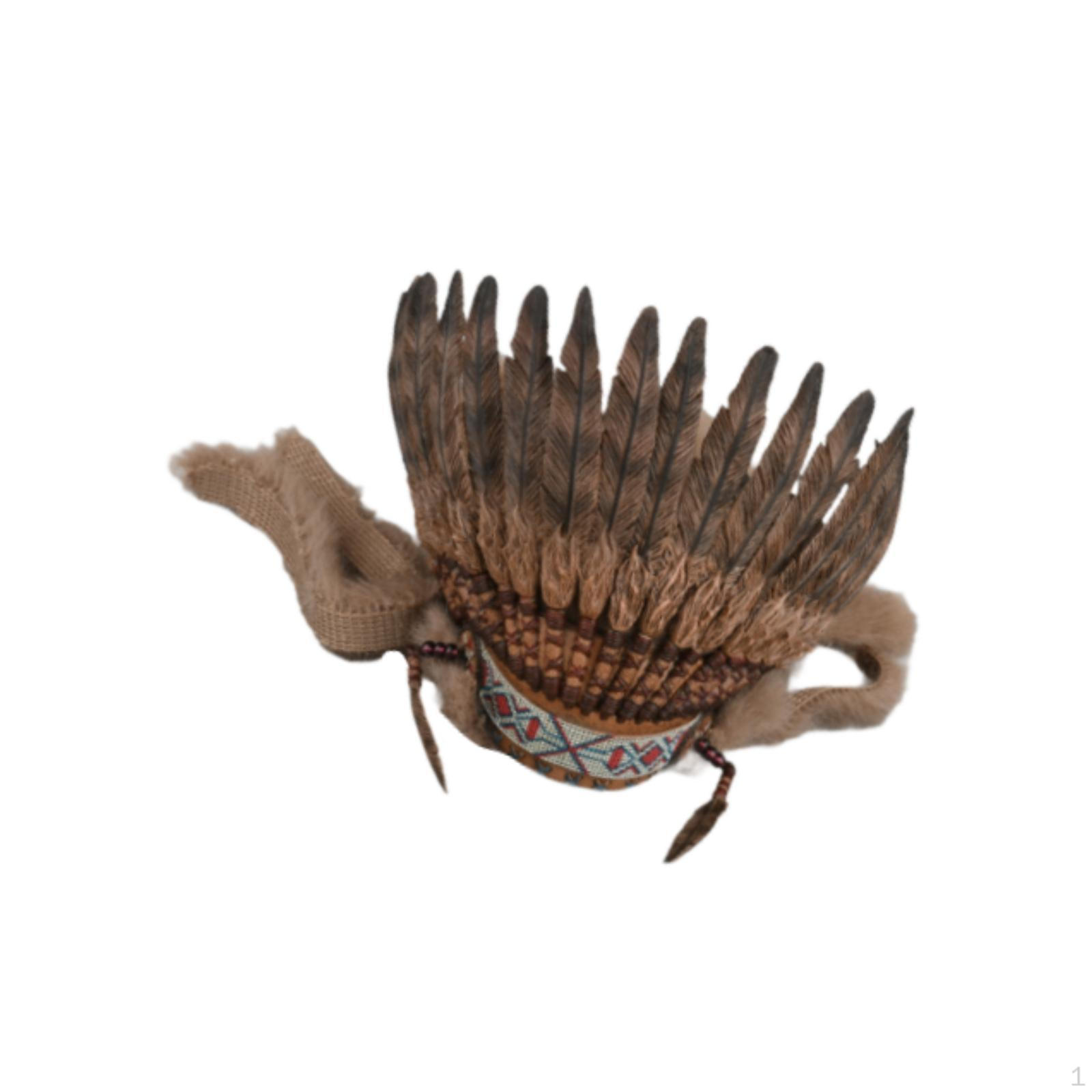 

1/6 Scale Feather Headdress, Handmade Indian Headwear Model Costume Accessories for 12in Doll Model,