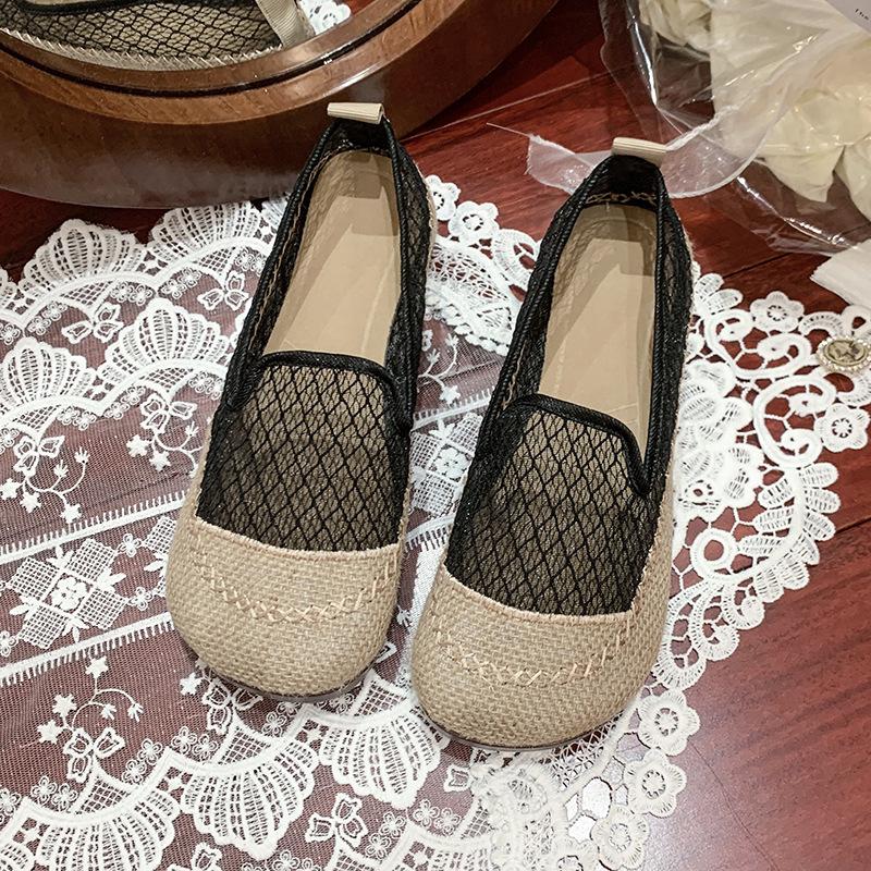 2025 summer new mesh lace breathable versatile fisherman shoes flat single shoes versatile outdoor casual single shoes