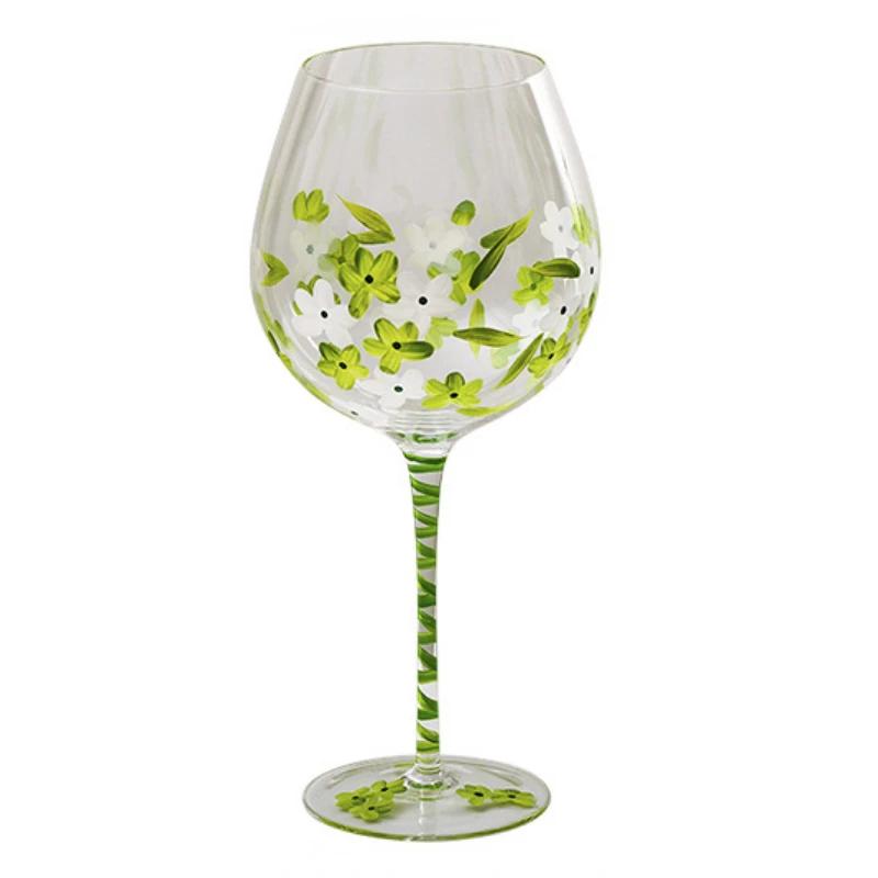 Painted medieval tulip goblet 400-800ML high-value crystal glass juice home red wine