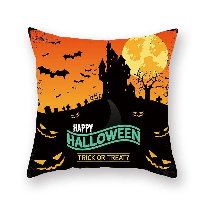 Halloween Pillow Cover Cartoon Pumpkin Head New Peach Skin Cushion Cover Sofa Cushion