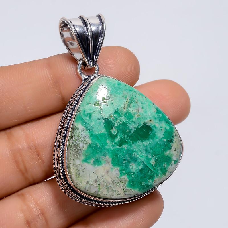 

Classic Top Grade Qualite 100% Natural Variscite Heart Shape Vintage Style Handmade Jewelry 925 Steling Silver Plated Pendant 2 WSJ-4818 2 срібний