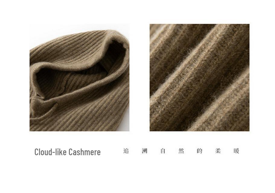 Women's 100% Pure Cashmere Knit Hat with Drawstring Neck Protection - Warm for Autumn and Winter