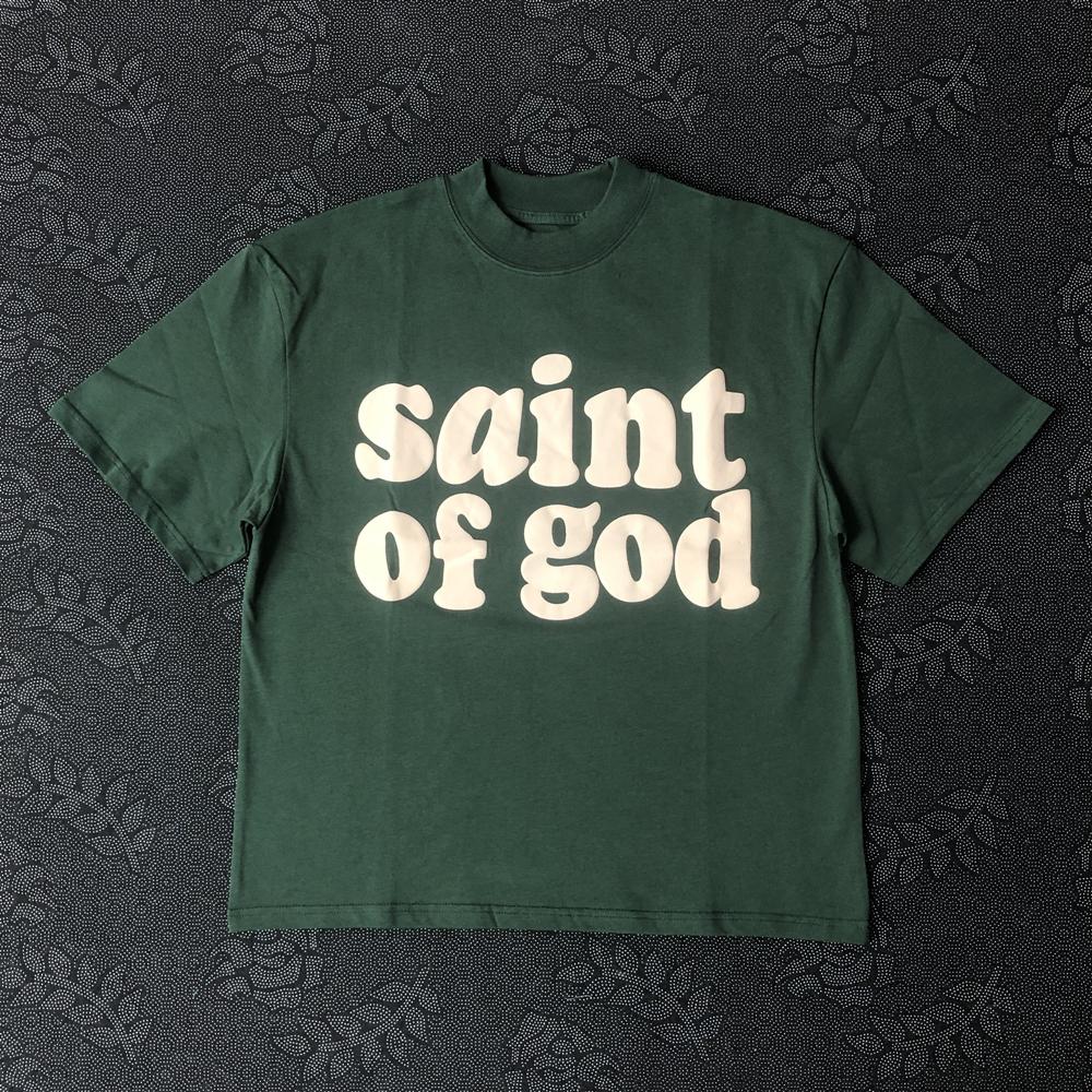 Frog Drift Fashion KANYE Streetwear SAINT OF GOD 100%Cotton Foaming Printing Clothing Loose Oversized Tees Tops T Shirt for Men
