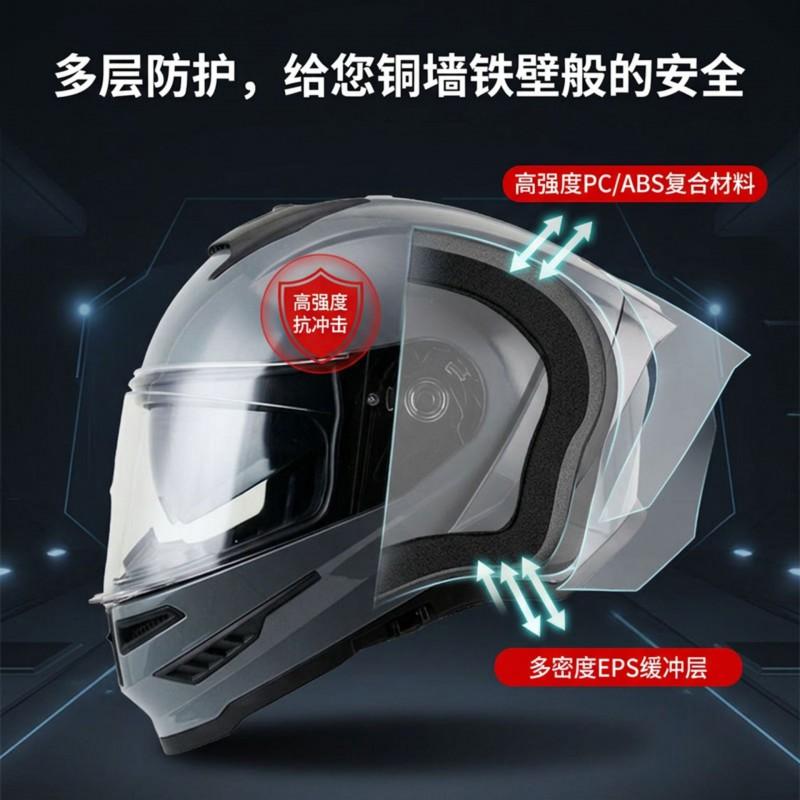 Full Face Motorcycle Helmet ABS Material Dual Lens Ventilated Anti-Fog Adult Riders All