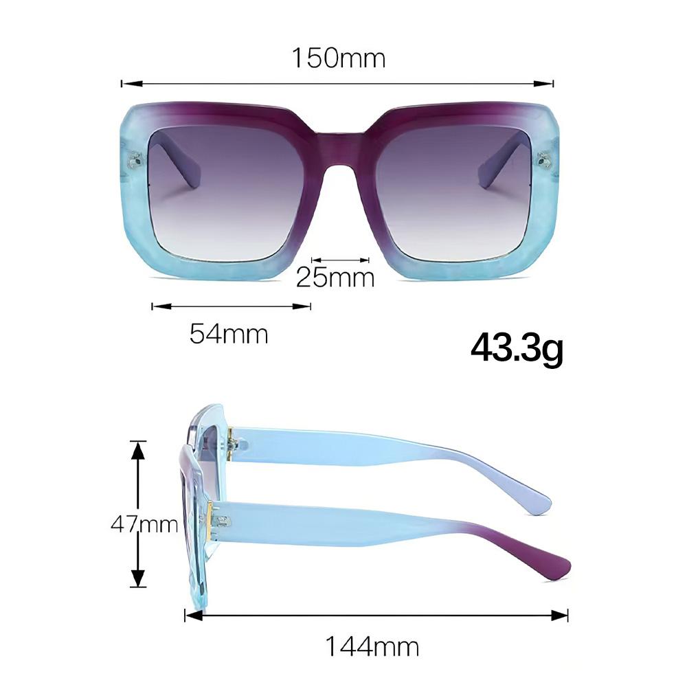 Vintage Women Sunglasses Fashion Square Gradient Lens Brown Black Contrast Design Sun Glasses UV Protection