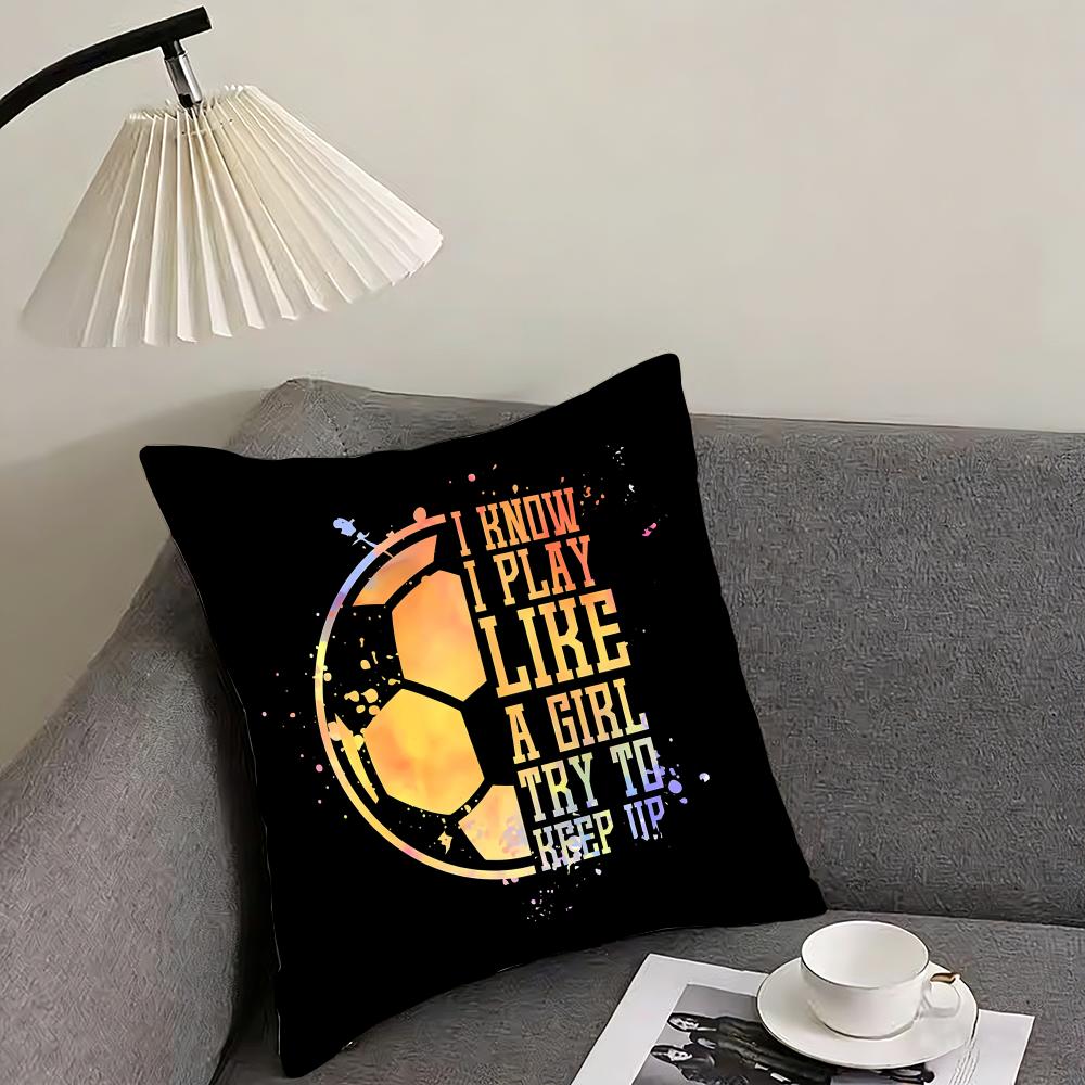 Soccer Lover Football Cushion Cover Elegant Comfort Pillowcase Sofa Bed Doublesided Printed Invisible Zipper Home Decor