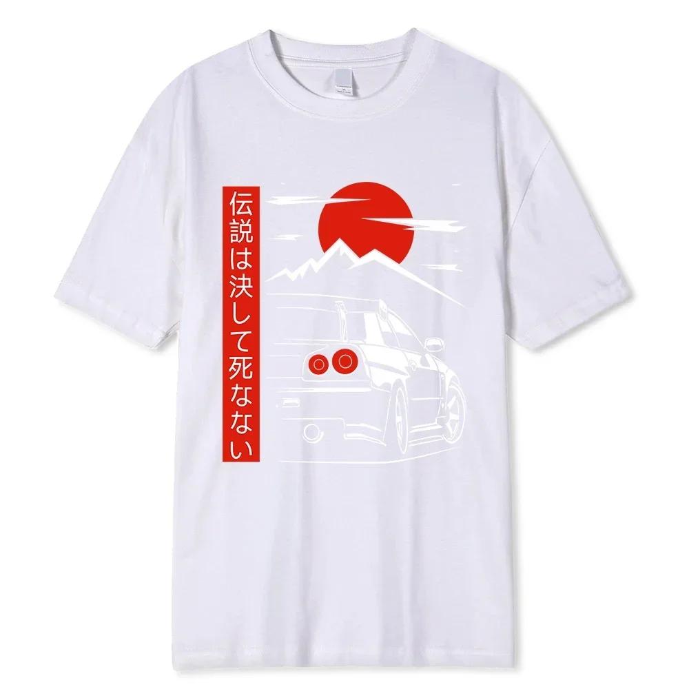 

Футболка с изображением автомобиля в японском стиле для мужчин и женщин с круглым вырезом, повседневная, напечатанная в винтажном стиле Харадзюку, уличная одежда, дышащие футболки унисекс XXXXXL чёрный