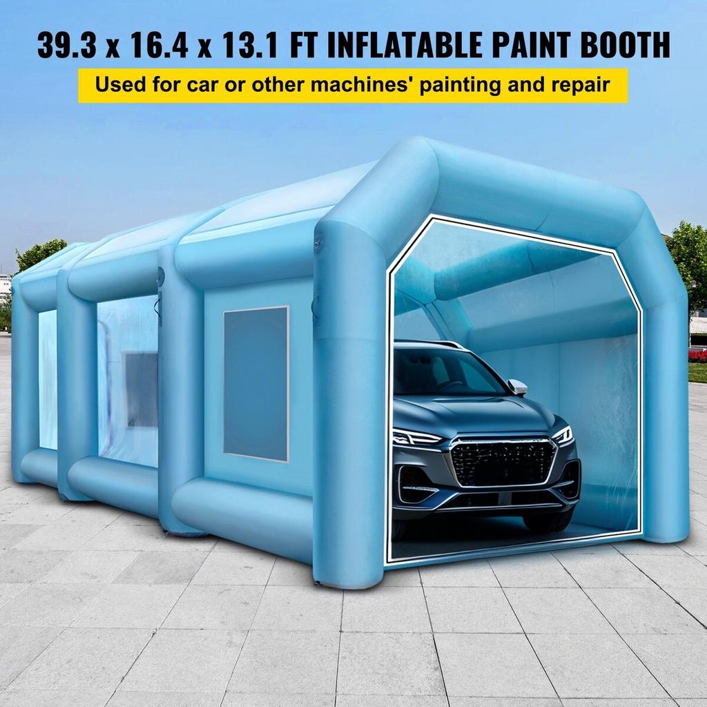 Inflatable Tent 39.3x16.4x13.1Ft Inflatable Spray Booth Tent Inflatable Paint Booth Tent Car Paint Booth Giant Workstation 210D Oxford Fabric With 2