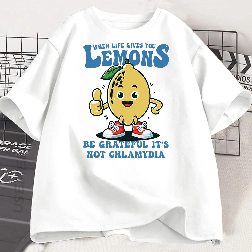 Cute Lemon Fruit T Shirt Short Sleeve Loose Botanical Tshirt Vintage Cottagecore Clothes Unisex Retro Aesthetic TShirts