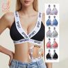 SPROT English Letters with Threaded Cotton Deep V Sports Bra Gathered Triangle Cup Without Steel Ring Comfortable Chest Wrap