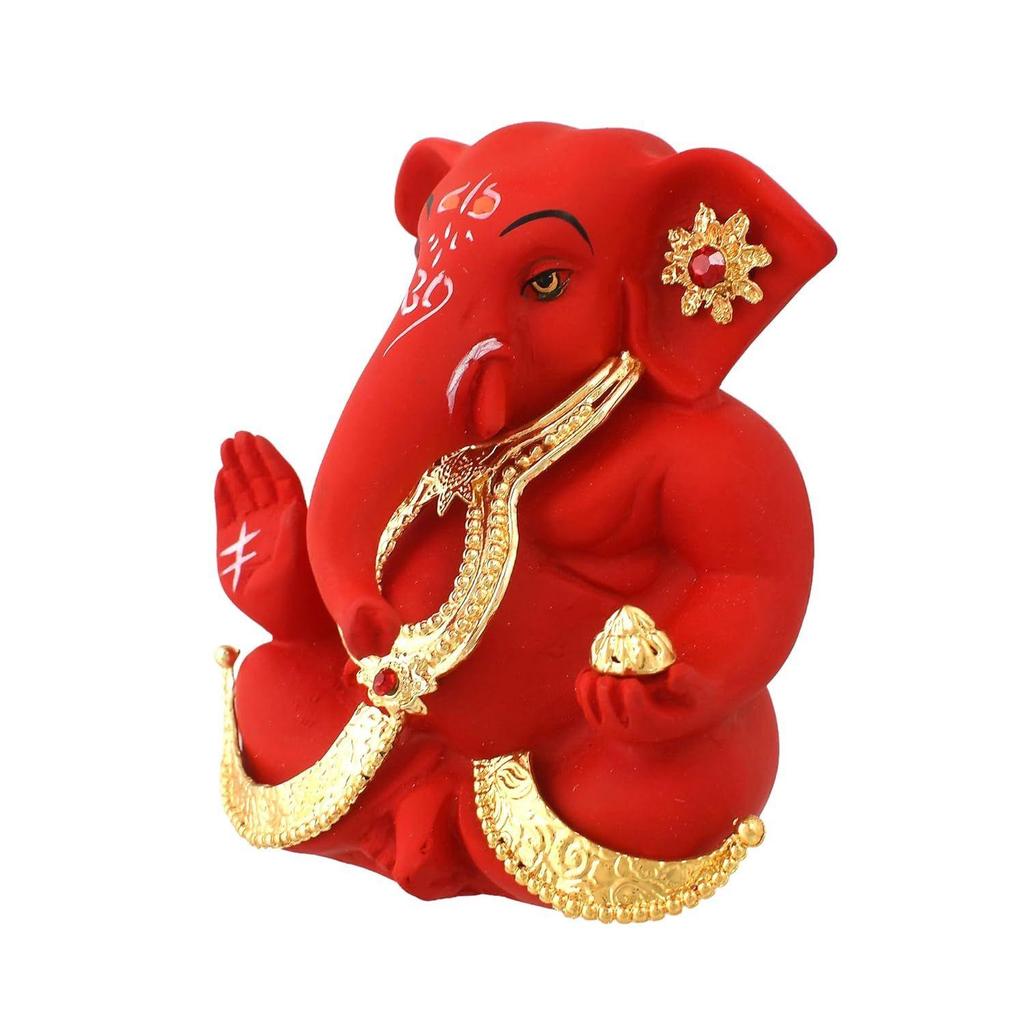 Ganesh Idol Murti Statue for Car Dashboard Gift Ceramic Terracotta Gold Plated Ganesha Ganpati Idols Showpiece Figurine