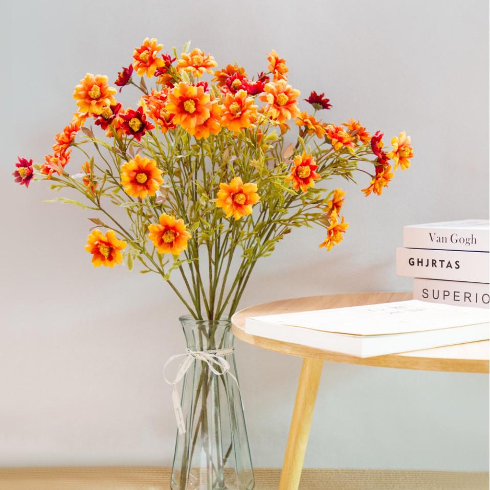 Chamomile Daisy Artificial Silk Flower Bouquet for Decoration оранжевый