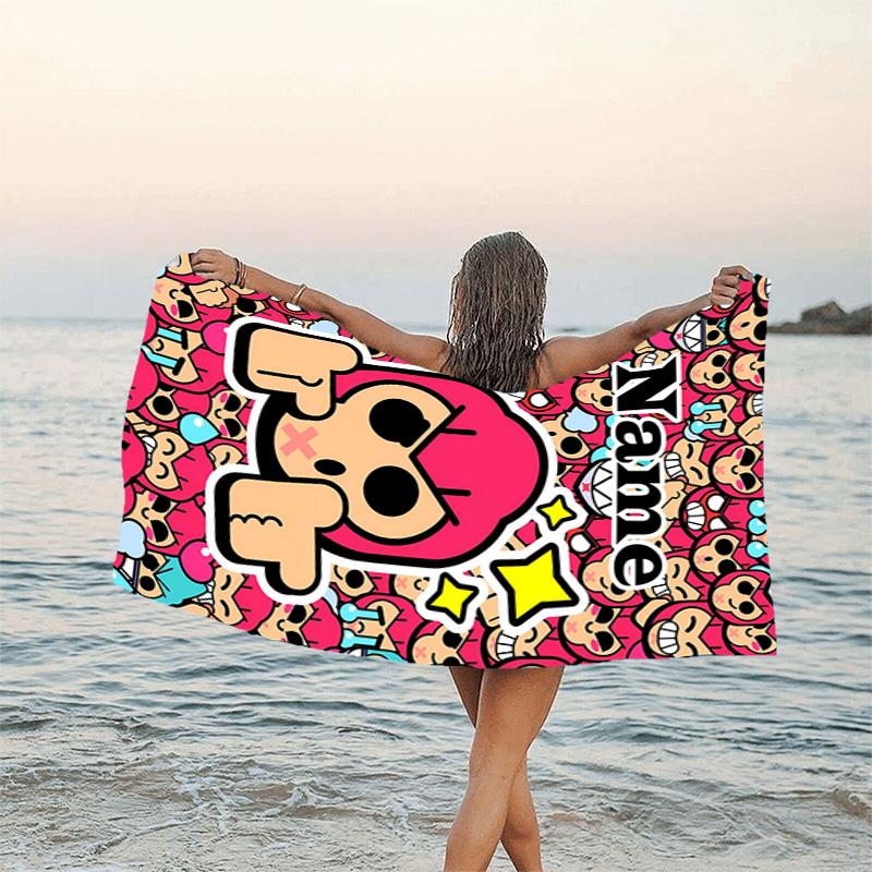 1pc Brawl Stars Beach Towel with Custom Name, Beach/Swimming/Bath/Picnic/Camping Towel, Suitable for Seaside Beaches