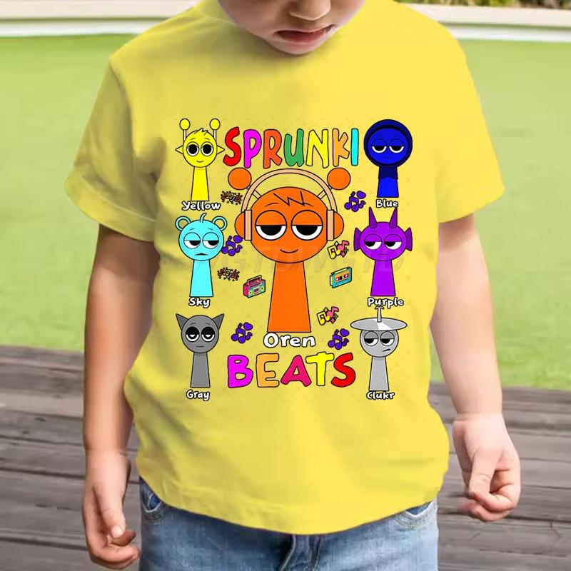 Horká hra Sprunki Beats Tričko Dětská Móda Ležérní Kreslený Incredibox Trička Kluci Kulatý Výstřih Krátký Rukáv Holky Letní Oblečení