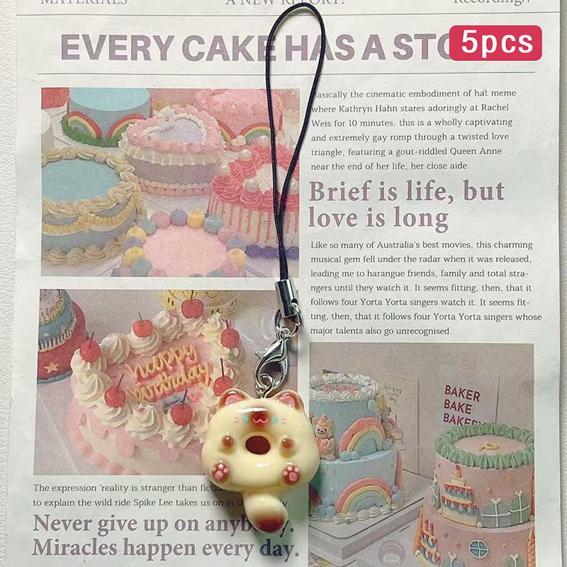 1pcs Cute Cat Cookie Bag Charm Keychain Jewelry Kawaii Resin Animal DIY Backpack Charm Pendant Decoration Couple Gift