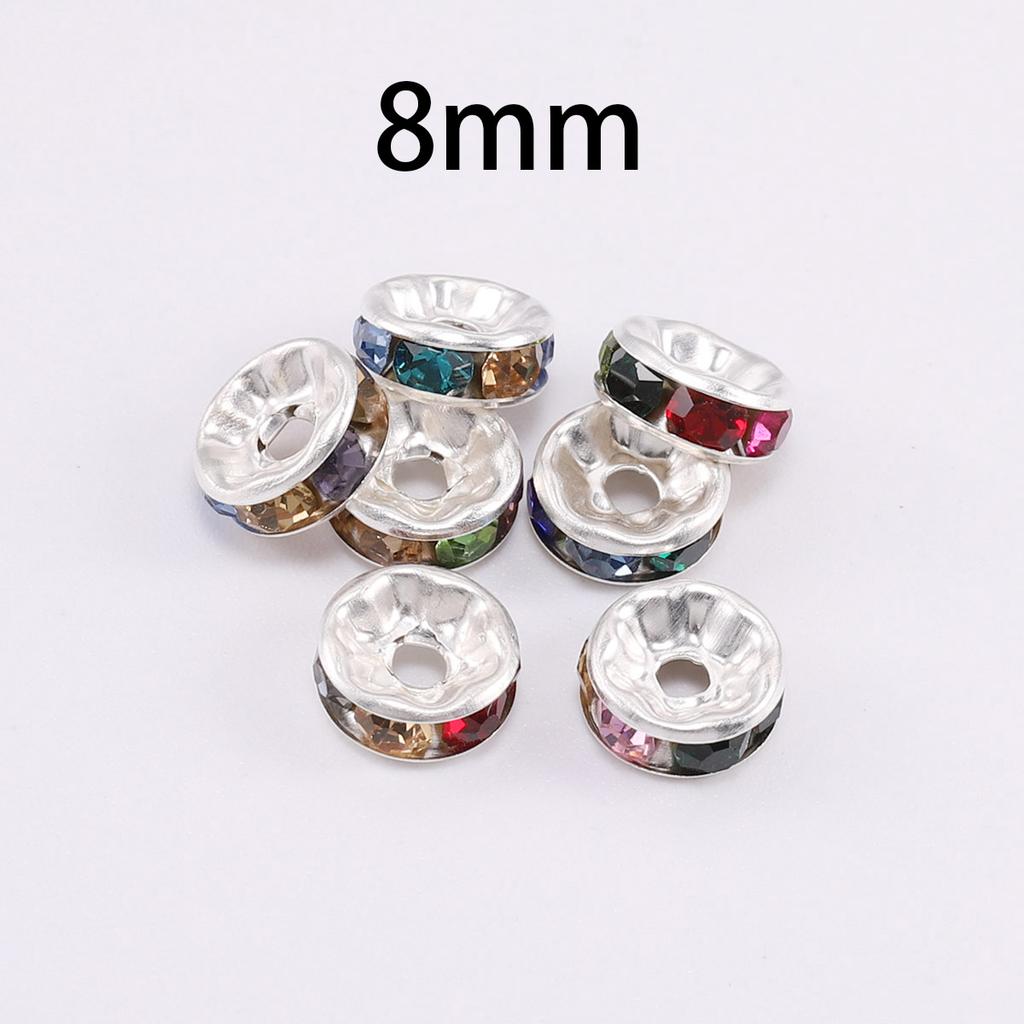 50 stk/parti 8 mm Strass Rondeller Krystallperler Løse Avstandsperler Charms for DIY Håndlaget Smykketilbehør Produksjonsmateriell