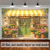 2D Bright Florist Shop with "OPEN" Sign Photography Background