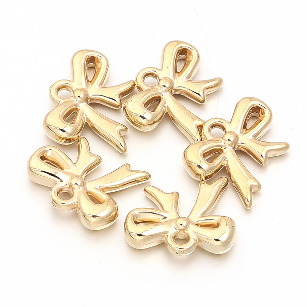 30pcs CCB Bow Beads Plastic Bowknot Charms Pendants For Jewelry Making DIY Crafts Neklace Earrings Keychain Accessories Findings
