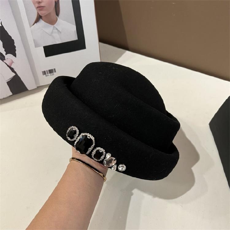 Women Felt Top Cap Girls Chauffeur Hat Adult Felt Beanie Winter Casual Headdress