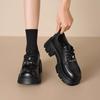 Platform small leather shoes women's 2025 new autumn British style black loafers thick heel small height-increasing single shoes women