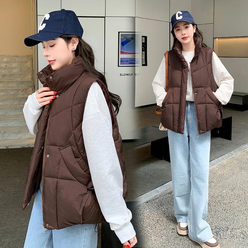 Short cotton vest women's autumn and winter new outer wear cotton clothes vest hooded casual fashion vest jacket