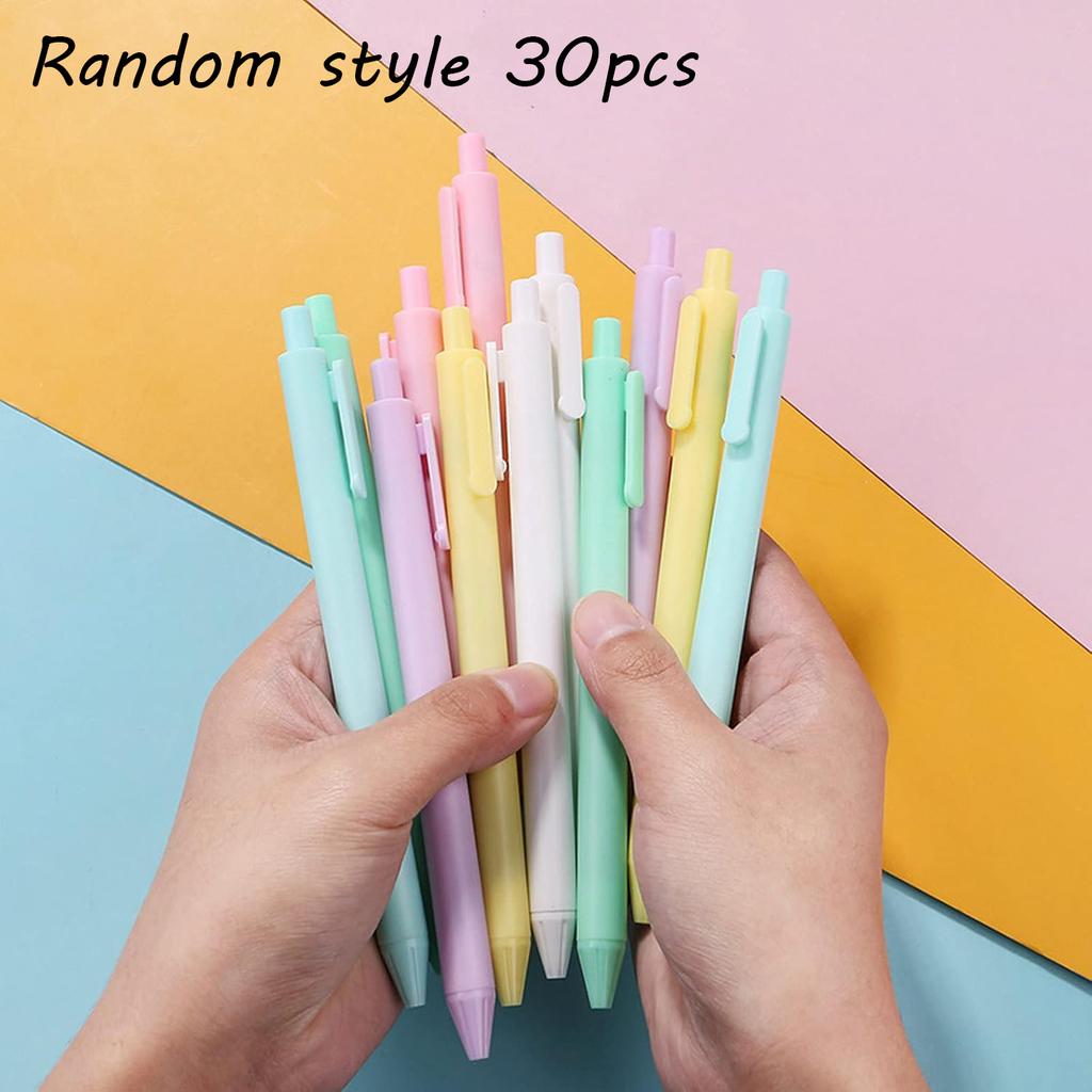 30pcs 0.5mm Retractable Gel Ink Pens Candy Color Macarons Colored Black Ink 0.5mm Extra Fine Point Cute Pens for Writing Journaling Taking Notes