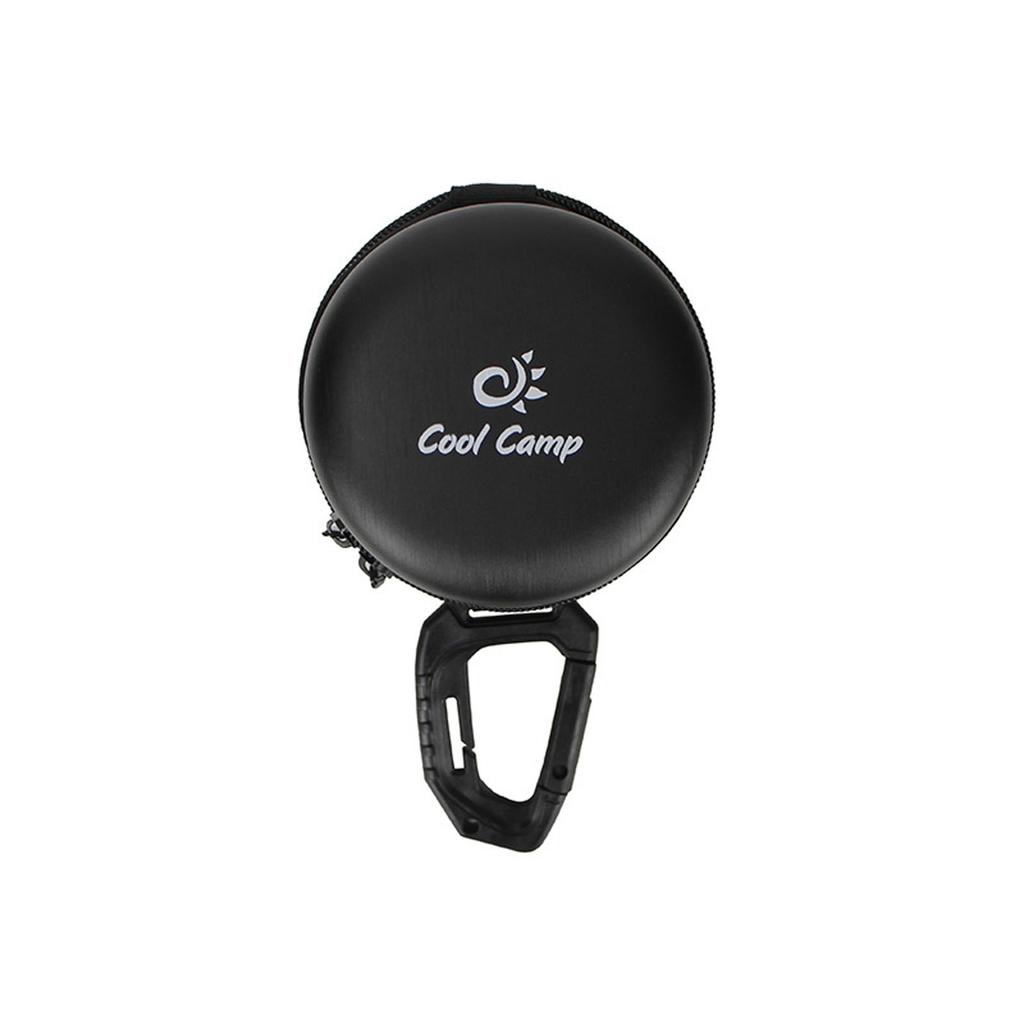 Portable Round Hard Shell Storage Case with Carabiner Clip for Outdoor Camping and Travel Accessories