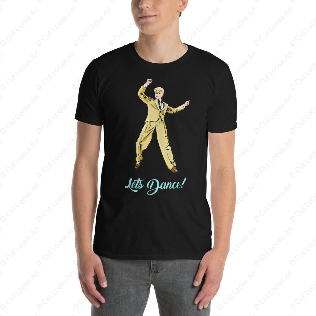 Lets Dance - David Bowie - Black 100% Cotton Short-Sleeve Unisex T-Shirt - Cutlooseart Original Studio Art