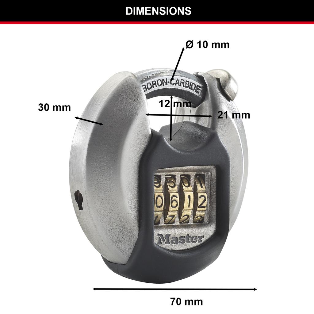 Master Lock Heavy Duty Stainless Steel Disc Padlock, Combination