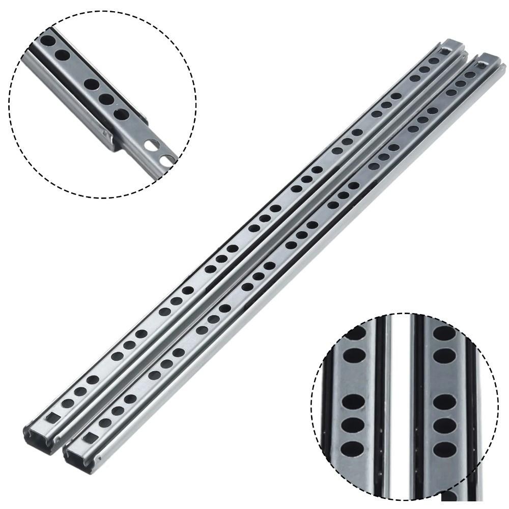 2PCS Two Way Slide Bearing Drawer Slides Smooth Glide Steel Ball Bearing Slide Kitchen Cupboard