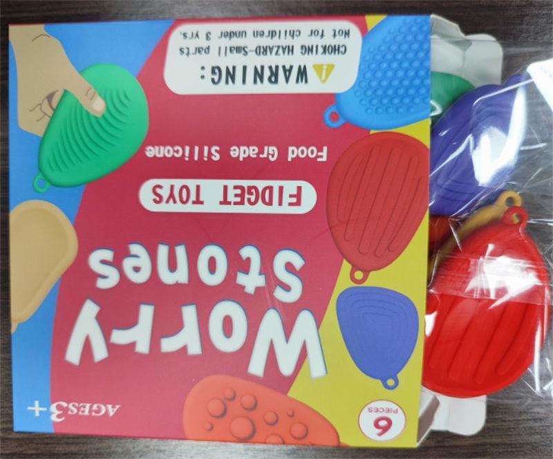 6PCS/set Sensory Worry Stones Fidget Toy Stress Reliever Anxiety Worry Stone Silicone Decompression Toys GZW