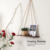 2pcs Wooden Wall Storage Rack Sling Rope Hanging Plant Flower Pot Shelves Home Decorations