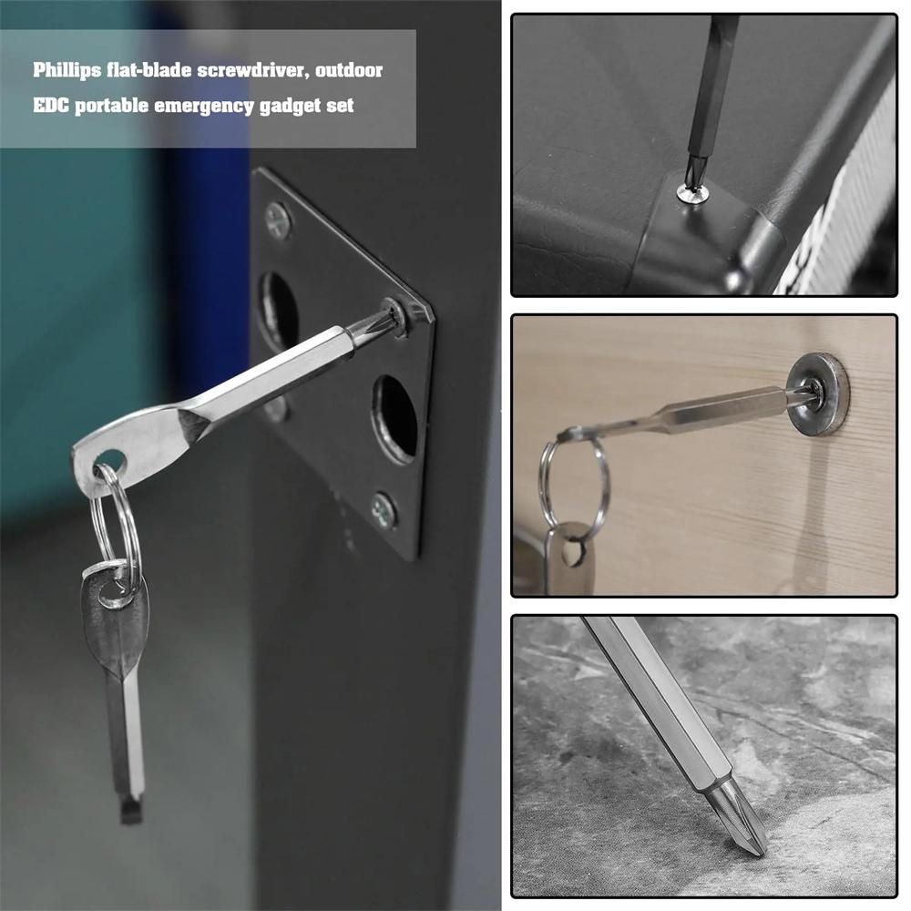 2pcs/1set New Camping Portable Screwdriver Outdoor Small Tools Cross and Square Combination