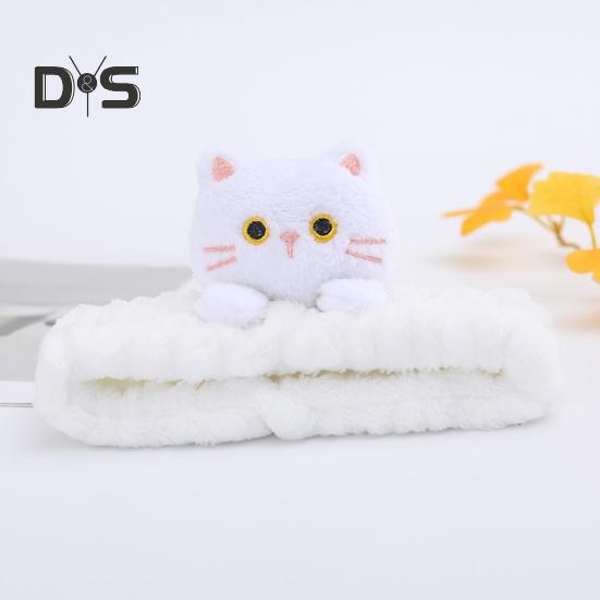 1/3Pcs Cartoon Cat Decor Headbands Coral Fleece Elastic Makeup Face Wash Hair Band Women Spa Headband