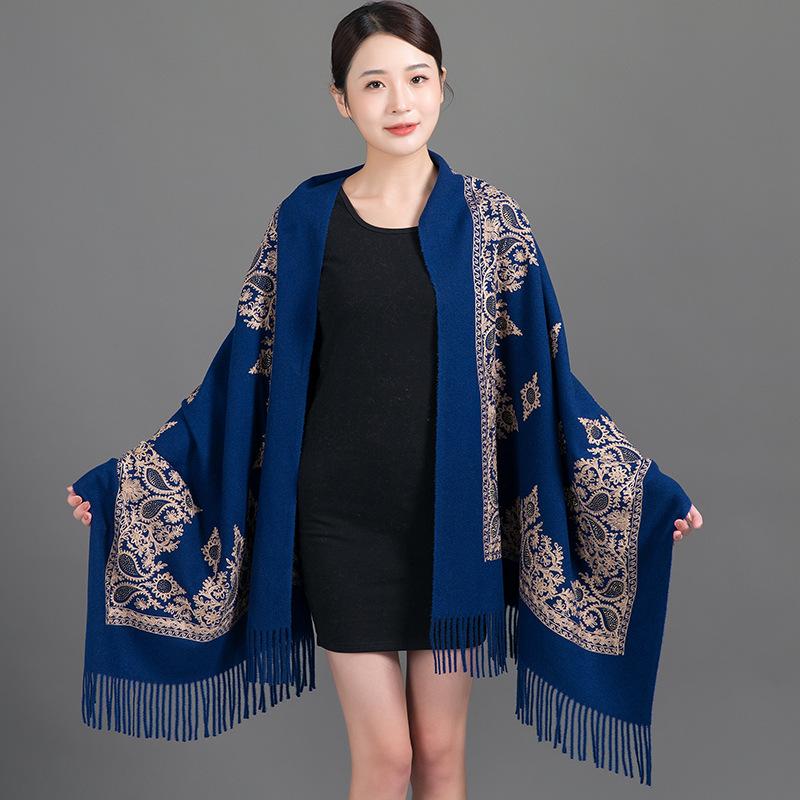 Winter New Arrival Shawl Women Cashmere Scarves Embroider Flower Tassel Shawl Long Soft Warm Wraps Thick Blanket Scarf Bufanda