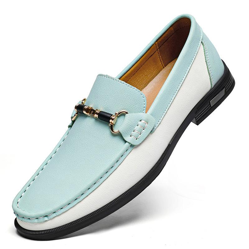 Men's Leather Large Size 47 Soft-soled Doudou Shoes 46 Versatile Leather Shoes 45 Punched Driving Shoes Youth Fashion Loafers