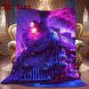 Purple Train 2D Flat Pattern Flannel Blanket High quality All Seasons Warmth and Comfort Perfect for Christmas Gifts.MMT0918630