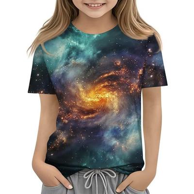 Kids T Shirts Fashionable Comfortable Starry Sky Pattern Children's Short Sleeved Round Neck T-shirt