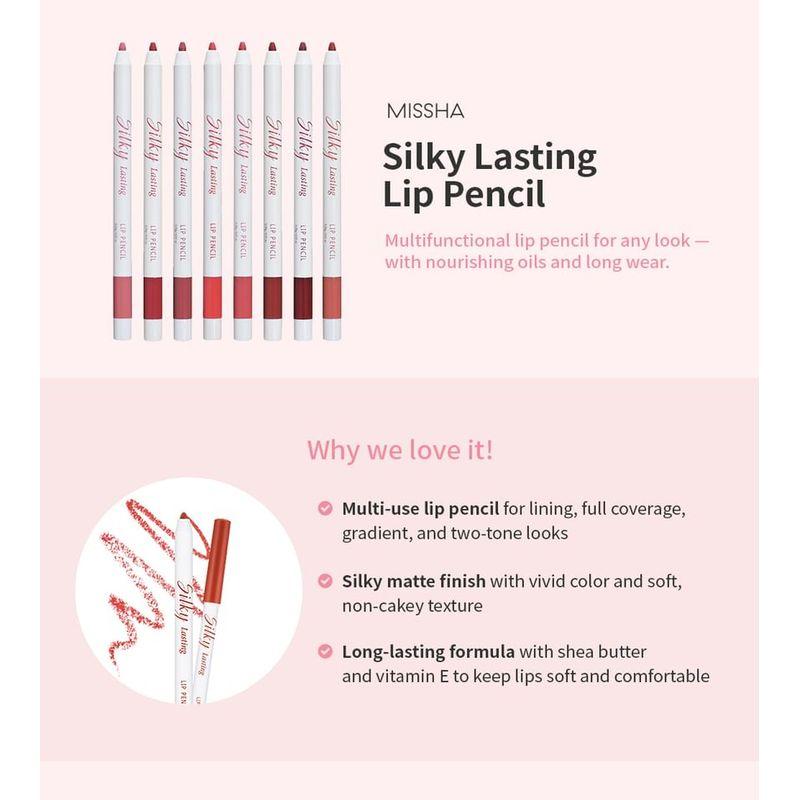 MISSHA Silky Lasting Lip Pencil - 8 Colors