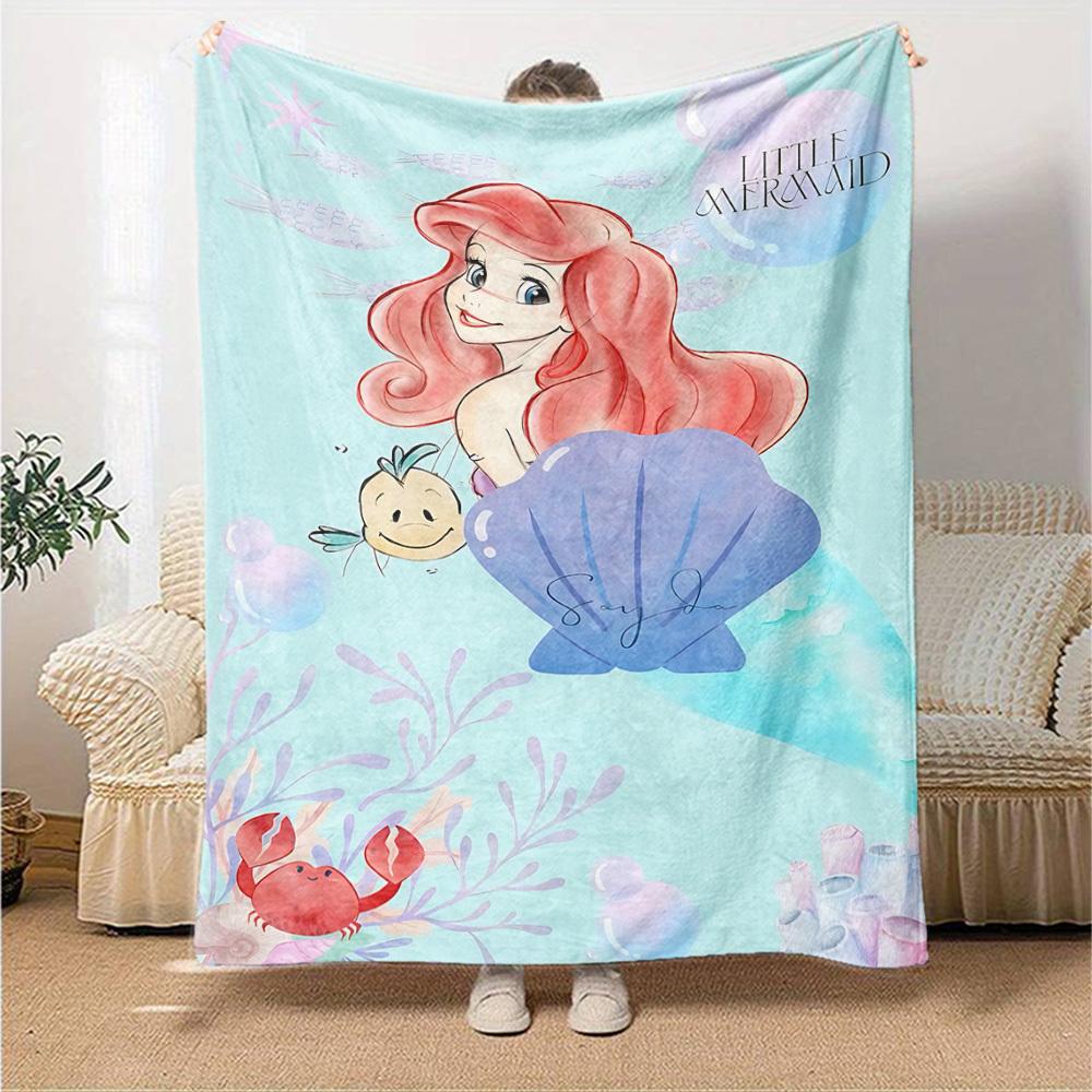 1pc Little Mermaid Name blanket Lightweight Flannel Throw for Sofa Bed Travel Camping Livingroom Office Couch Chair